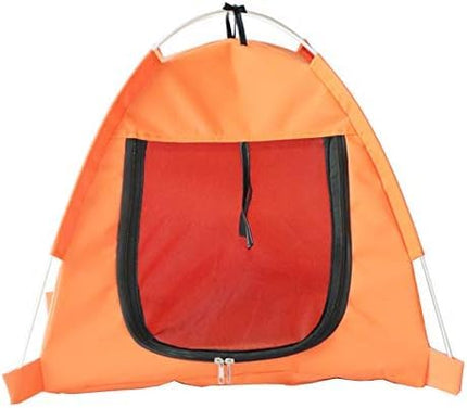 Pet Cat Tent, Large Cave Bed for Indoor Cats and Small Dogs -Pet House Dog Cage Folding Outdoor Cat Bed Pad for Travel - Pop Up Dog Cat Tent Camping Beach Sun Shelter 22" x 22" x 19"(Orange)