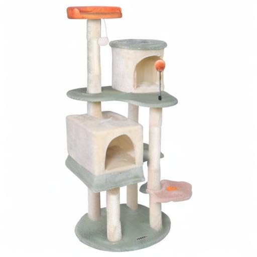 HYABi 53 Inch Flower Cat Tree - Multi-Level Cat Condo with Scratch Posts & Toys, Fresh Design Eco-Friendly Material, for Multi-Cat Households & Indoor Cat Playground