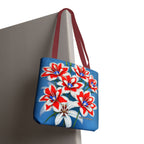 Bouquet of Red White and Blue Flowers Tote Bag with Cotton Handles For Everyday Use, 3 Sizes