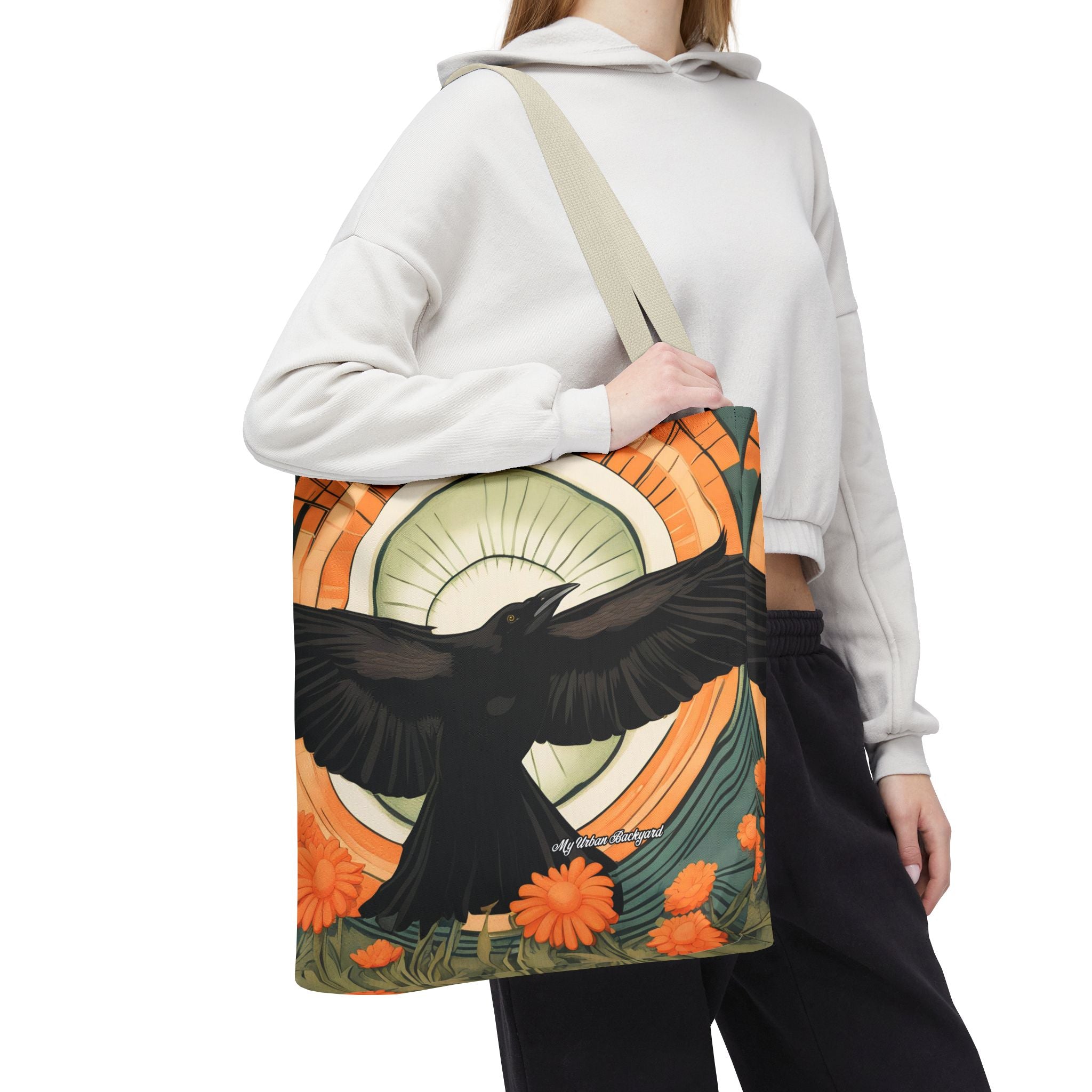 Flying Crow Tote Bag with Cotton Handles For Everyday Use, 3 Sizes