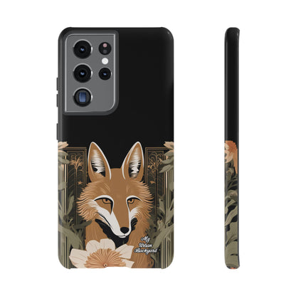 Art Deco Coyote with Flower, Cell Phone Case - Apple, Samsung or Google Pixel