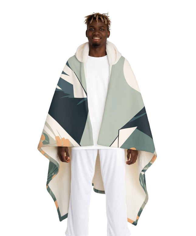 Mountain Wolf, Cozy Hooded Sherpa Fleece Blanket
