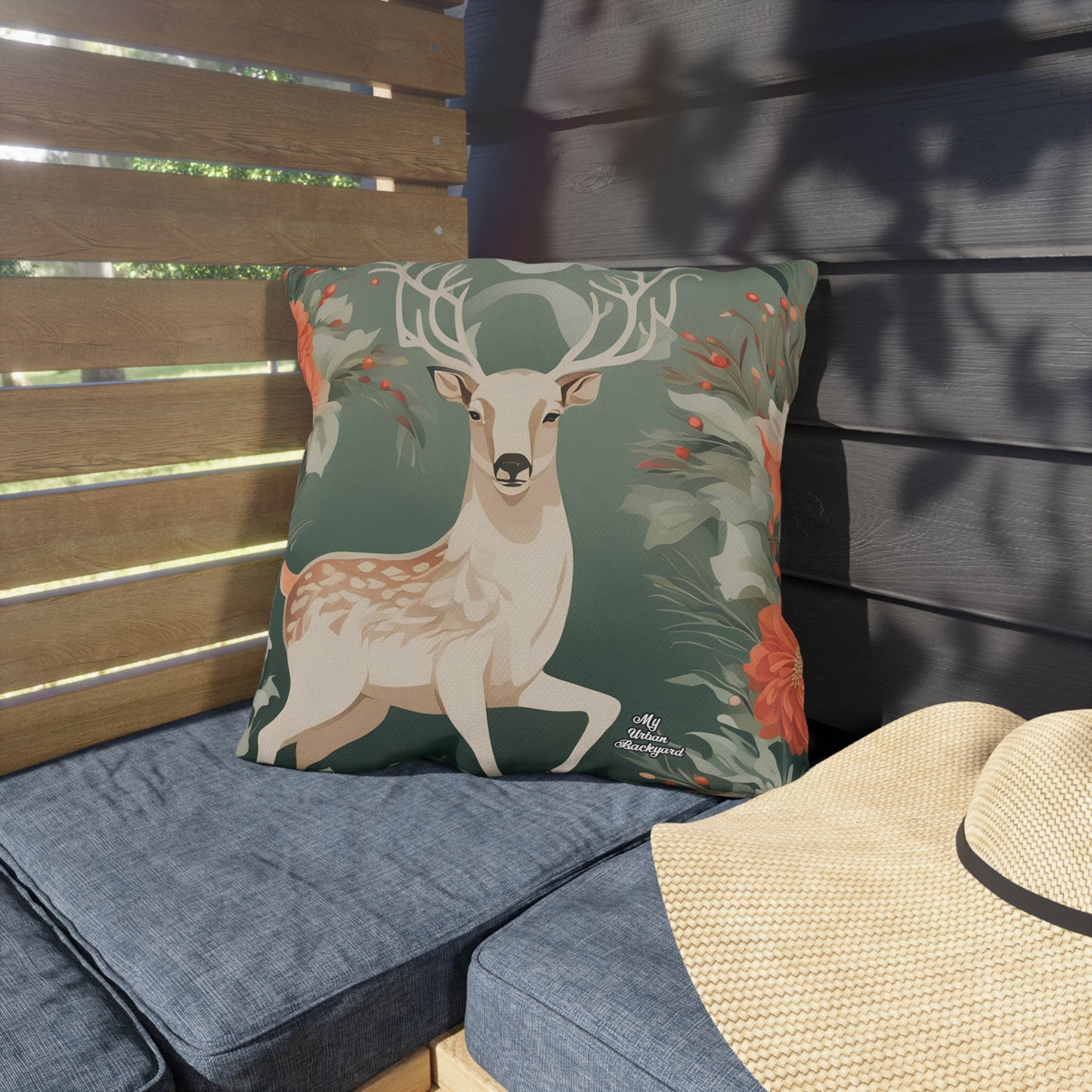 Holiday Deer, Indoor/Outdoor Throw Pillow Decor for Patio, Porch, or Office, 3 sizes