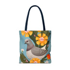 Pigeon and Yellow Flowers Tote Bag with Cotton Handles For Everyday Use, 3 Sizes