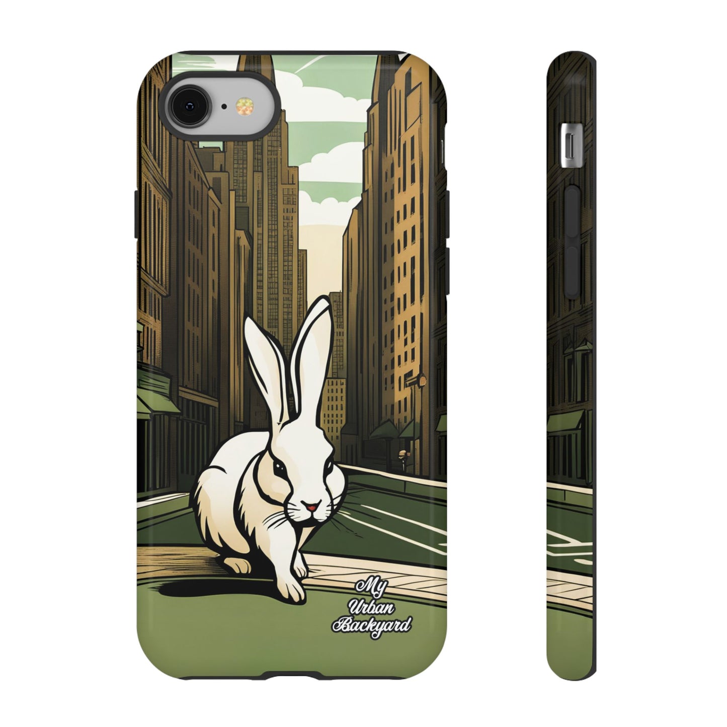 White Rabbit on a City Street, Cell Phone Case - Apple, Samsung, or Google Pixel