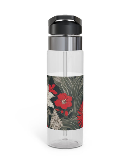 Red & White Flowers, 20oz Sport Water Bottle, BPA-Free, Tritan™ plastic
