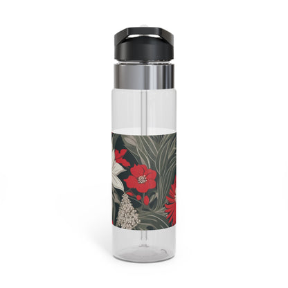 Red & White Flowers, 20oz Sport Water Bottle, BPA-Free, Tritan™ plastic