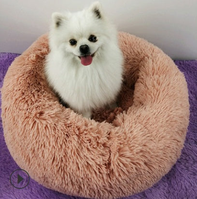 Nest Bed For Small Dogs and Cats, Round Plush Pet Bed