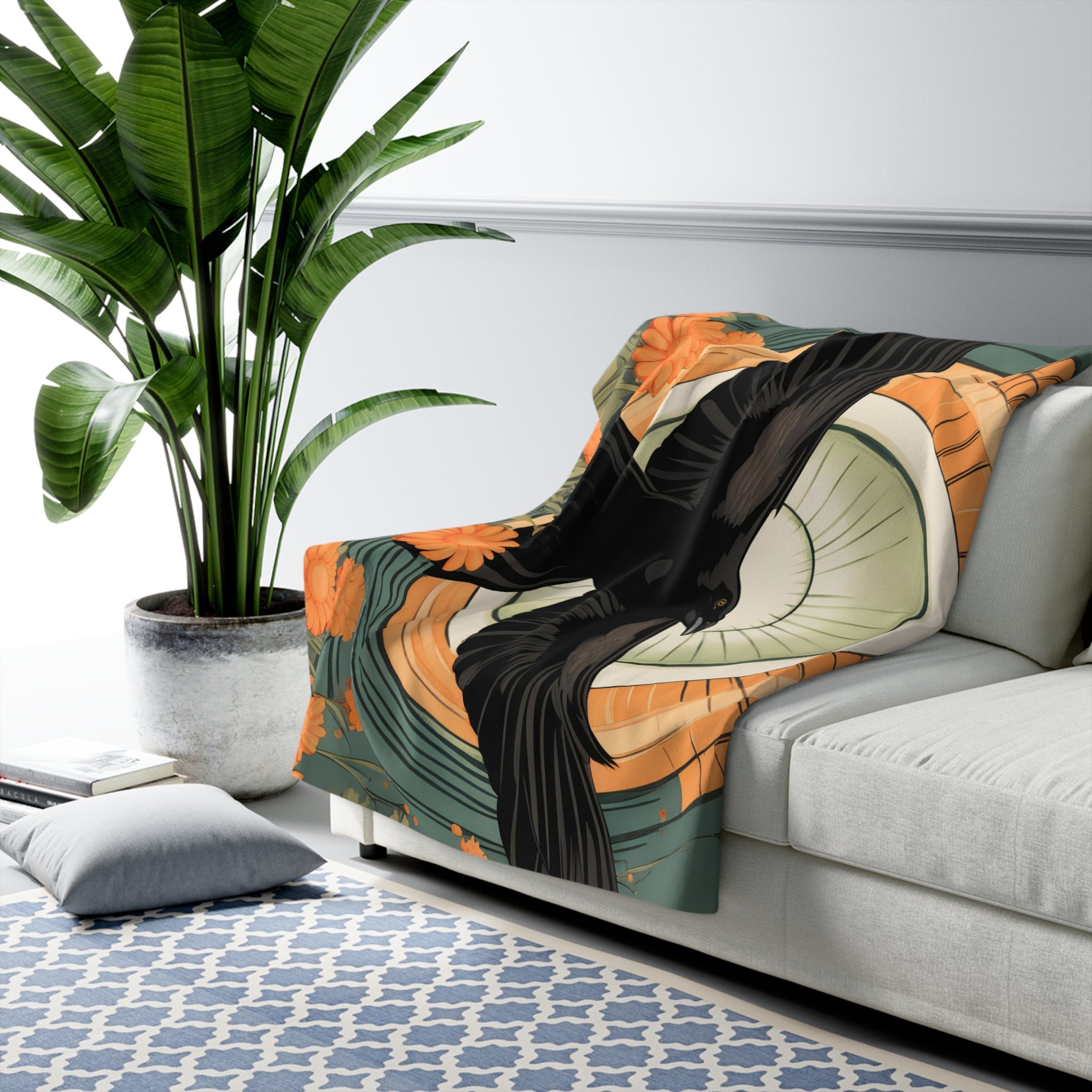 Flying Crow, Sherpa Fleece Blanket for Cozy Warmth, 50"x60"