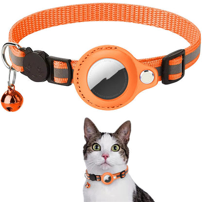 Reflective Nylon Pet Collar Waterproof Holder Case For Airtag, For Cat Dog Kitten Puppy