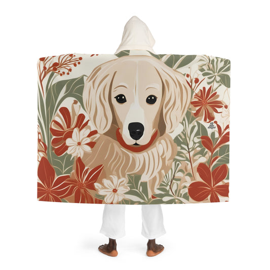 Puppy with Red Collar, Cozy Hooded Sherpa Fleece Blanket