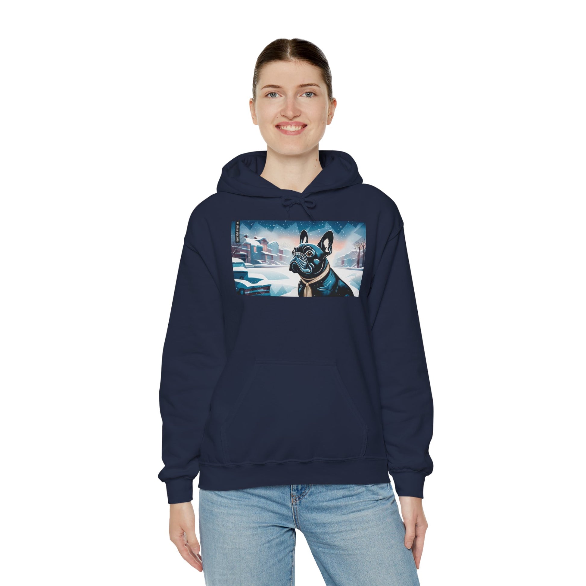 French Bulldog Hoodie w Front Pocket - Cozy, Unisex, Heavy Blend Sweatshirt