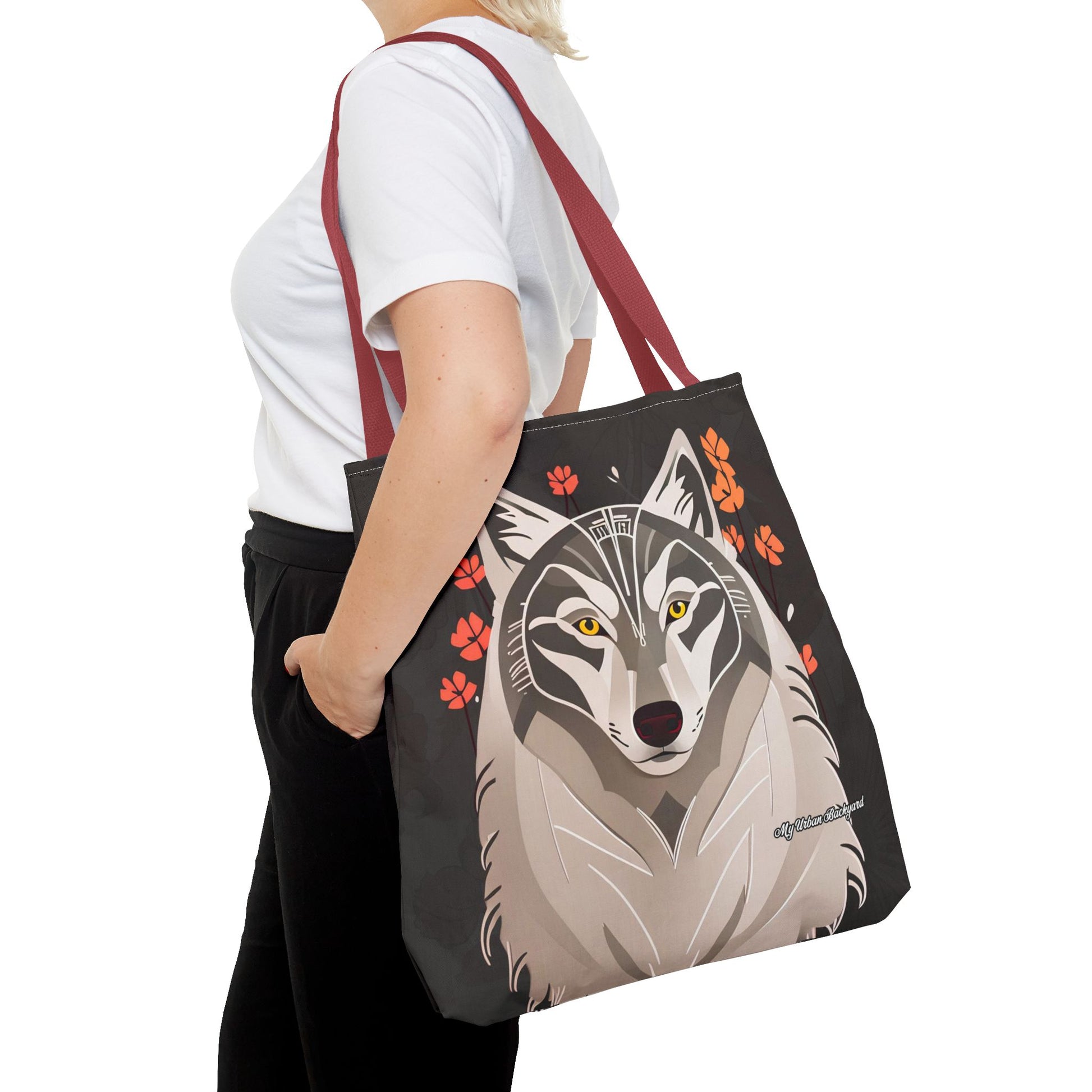 Art Deco Wolf Tote Bag with Cotton Handles For Everyday Use, 3 Sizes