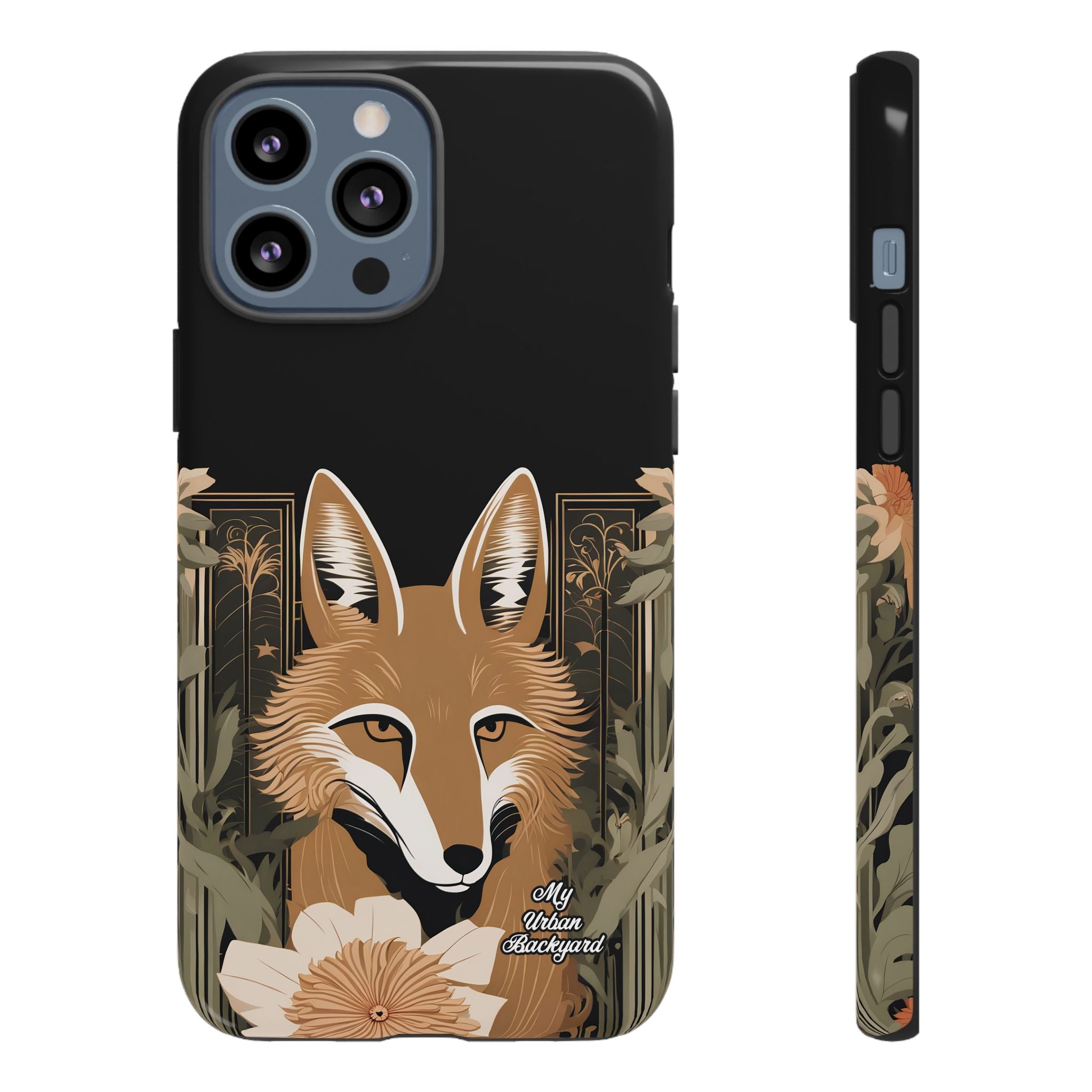 Art Deco Coyote with Flower, Cell Phone Case - Apple, Samsung, Google Pixel