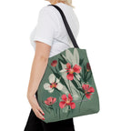 White and Red Wildflowers Tote Bag with Cotton Handles For Everyday Use, 3 Sizes
