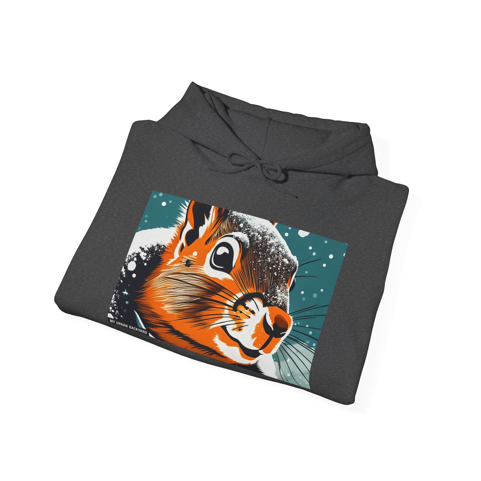 Winter Squirrel Sweatshirt - Unisex Heavy Blend Hooded, Cute Animal Apparel, Winter Fashion, Gift for Nature Lovers, Snowy Days, Cozy Wear