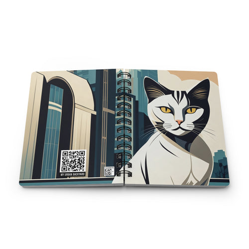 Art Deco Urban Cat Spiral Journal