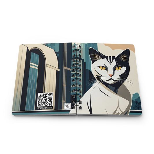 Art Deco Urban Cat Spiral Journal
