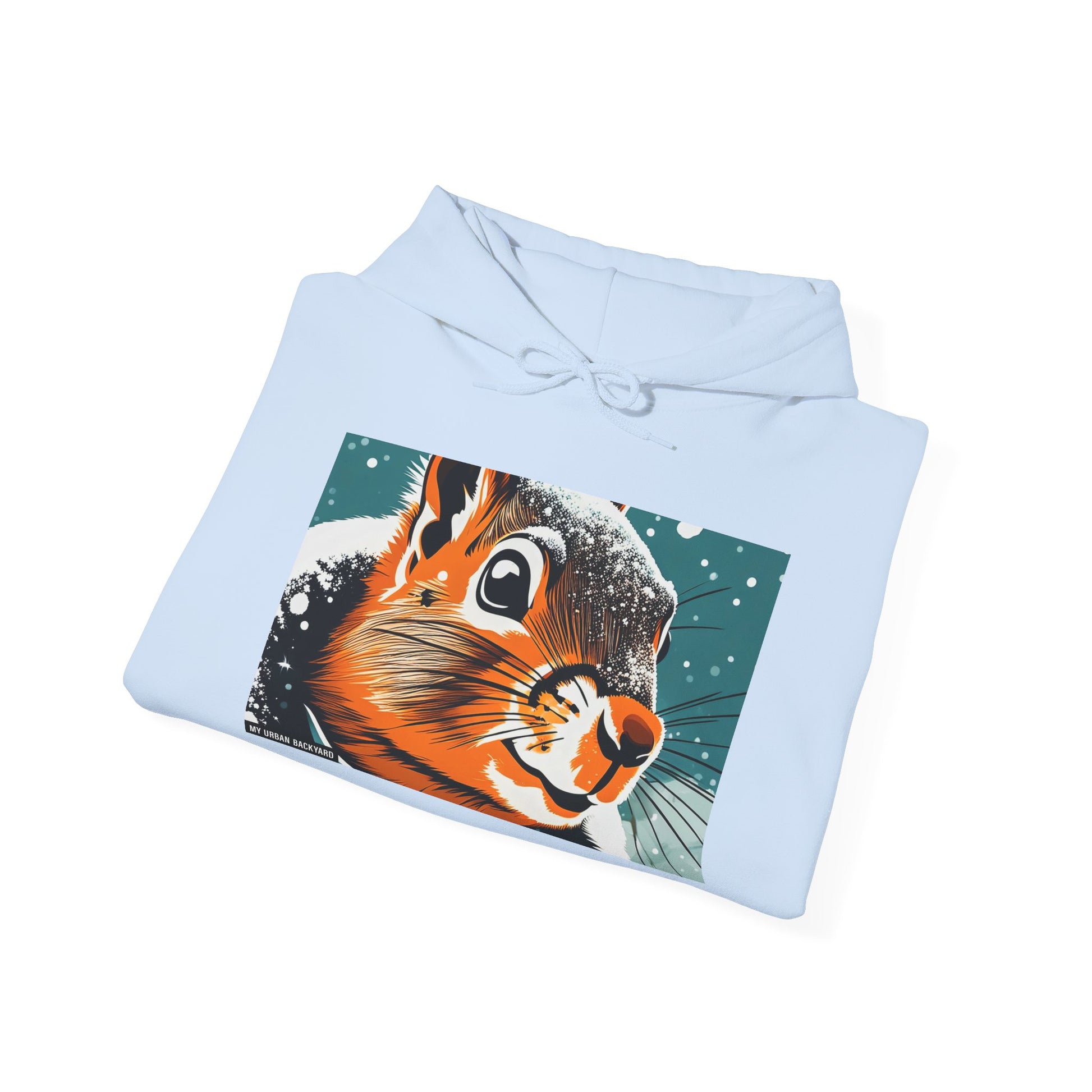 Winter Squirrel Sweatshirt - Unisex Heavy Blend Hooded, Cute Animal Apparel, Winter Fashion, Gift for Nature Lovers, Snowy Days, Cozy Wear