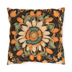 Circle of Petals, Sable accent color, Throw Pillow