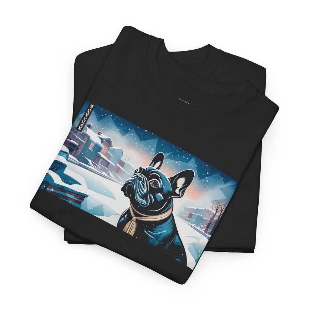 French Bulldog, Winter Graphic Tee, Unisex T-Shirt, Nature Lover Gift, Animal Art Top, Casual Wear