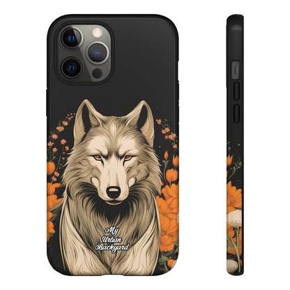 Wolf with Flowers, Cell Phone Case - Apple, Samsung or Google Pixel