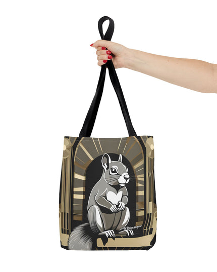 Art Deco Squirrel, Tote Bag with Cotton Handles For Everyday Use, 3 Sizes