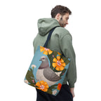 Pigeon and Yellow Flowers Tote Bag with Cotton Handles For Everyday Use, 3 Sizes