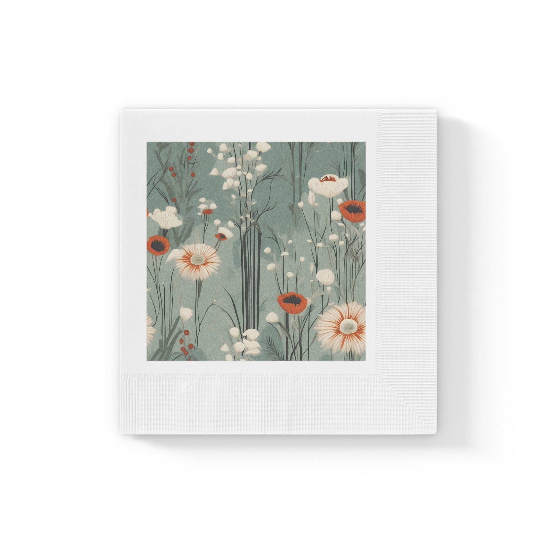 Winter Wildflowers Cocktail Napkins - Vintage Flower Party Napkins, 2 sizes, Pack of 50 or 100
