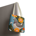 Pigeon and Yellow Flowers Tote Bag with Cotton Handles For Everyday Use, 3 Sizes
