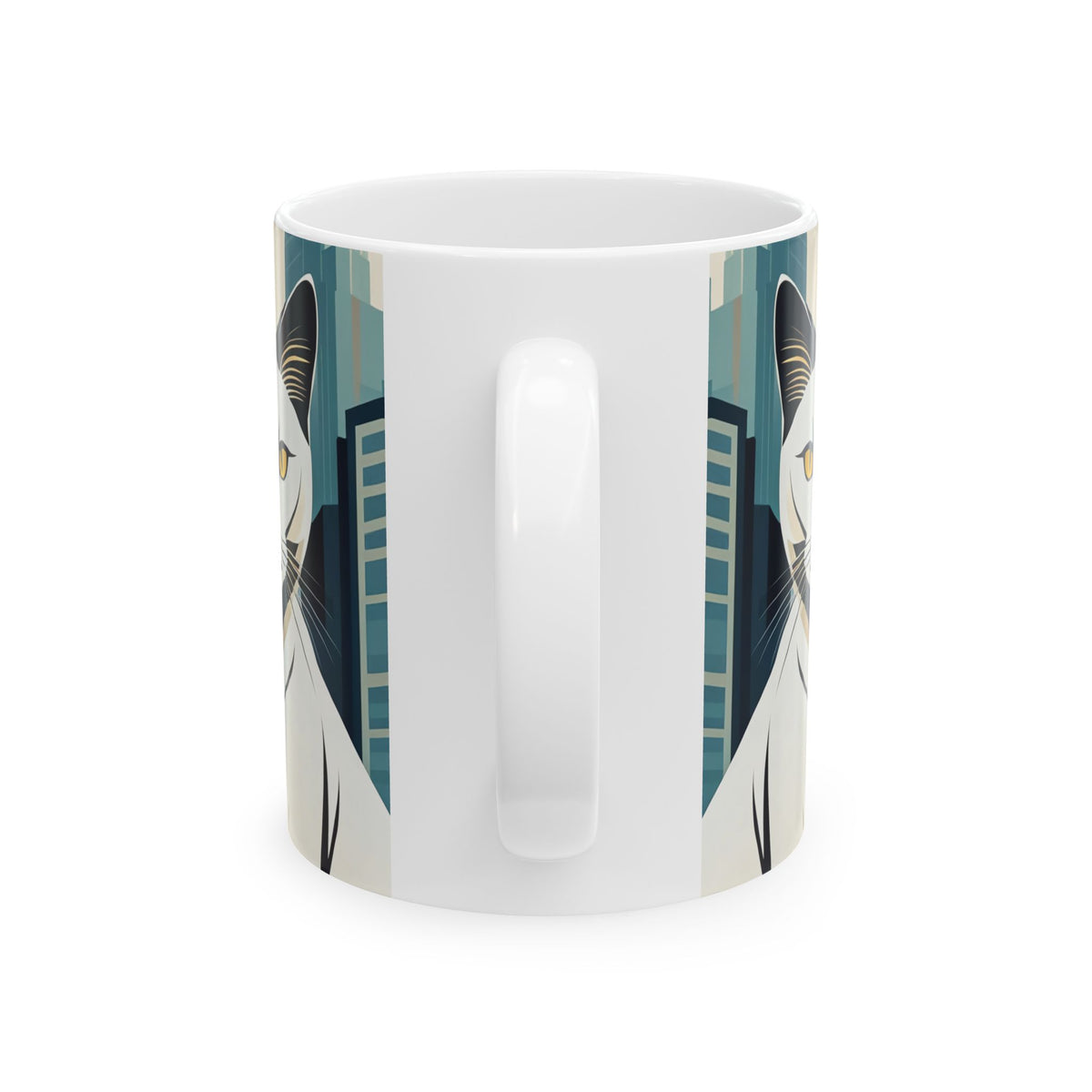 Art Deco Urban Cat Ceramic Mug