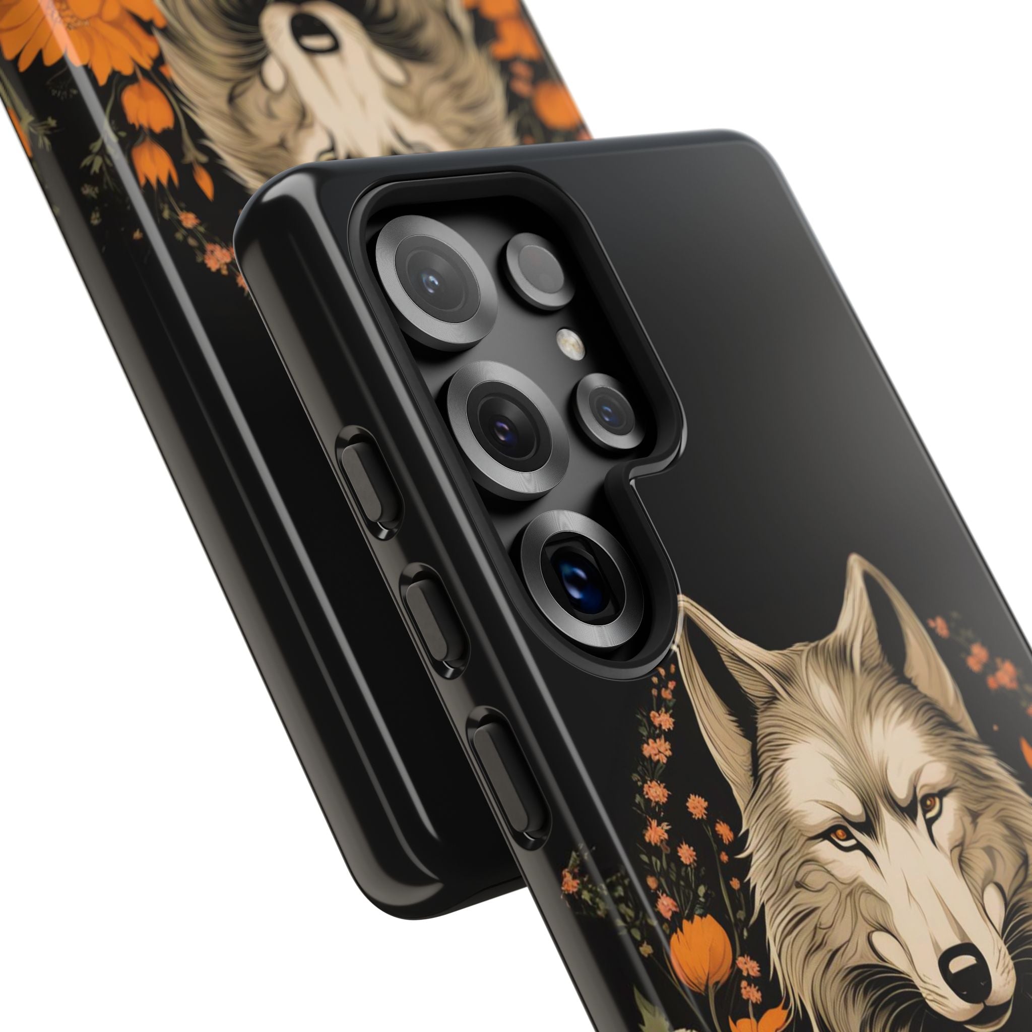 Wolf with Flowers, Animal Cell Phone Case - Apple, Samsung, Google Pixel