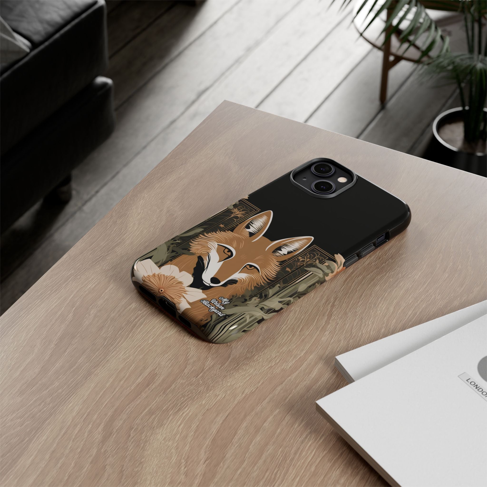 Art Deco Coyote with Flower, Cell Phone Case - Apple, Samsung, Google Pixel