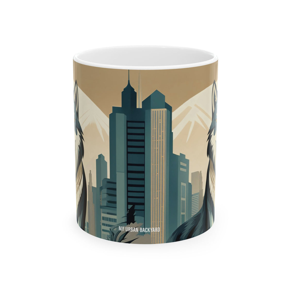 Art Deco Wolf Ceramic Mug