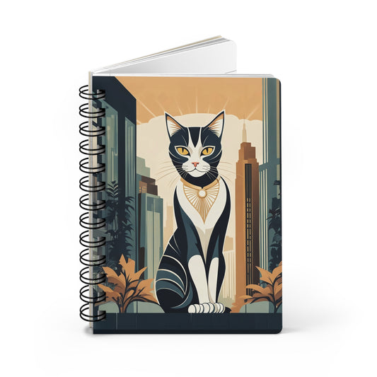Art Deco City Cat Spiral Journal