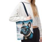 French Bulldog Winter Tote Bag — Snowy Pup All-Over Print Tote