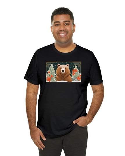 Art Deco Holiday Bear, Soft 100% Jersey Cotton T-Shirt, Unisex, Short Sleeve, Retail Fit