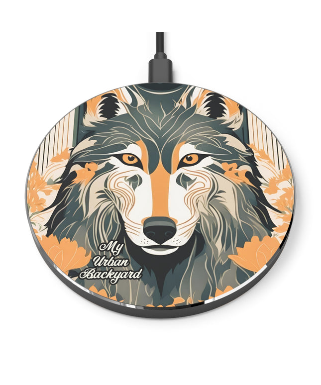 Dorian Greyfang 10W Wireless Charger for iPhone, Android, Earbuds - Wolf Design