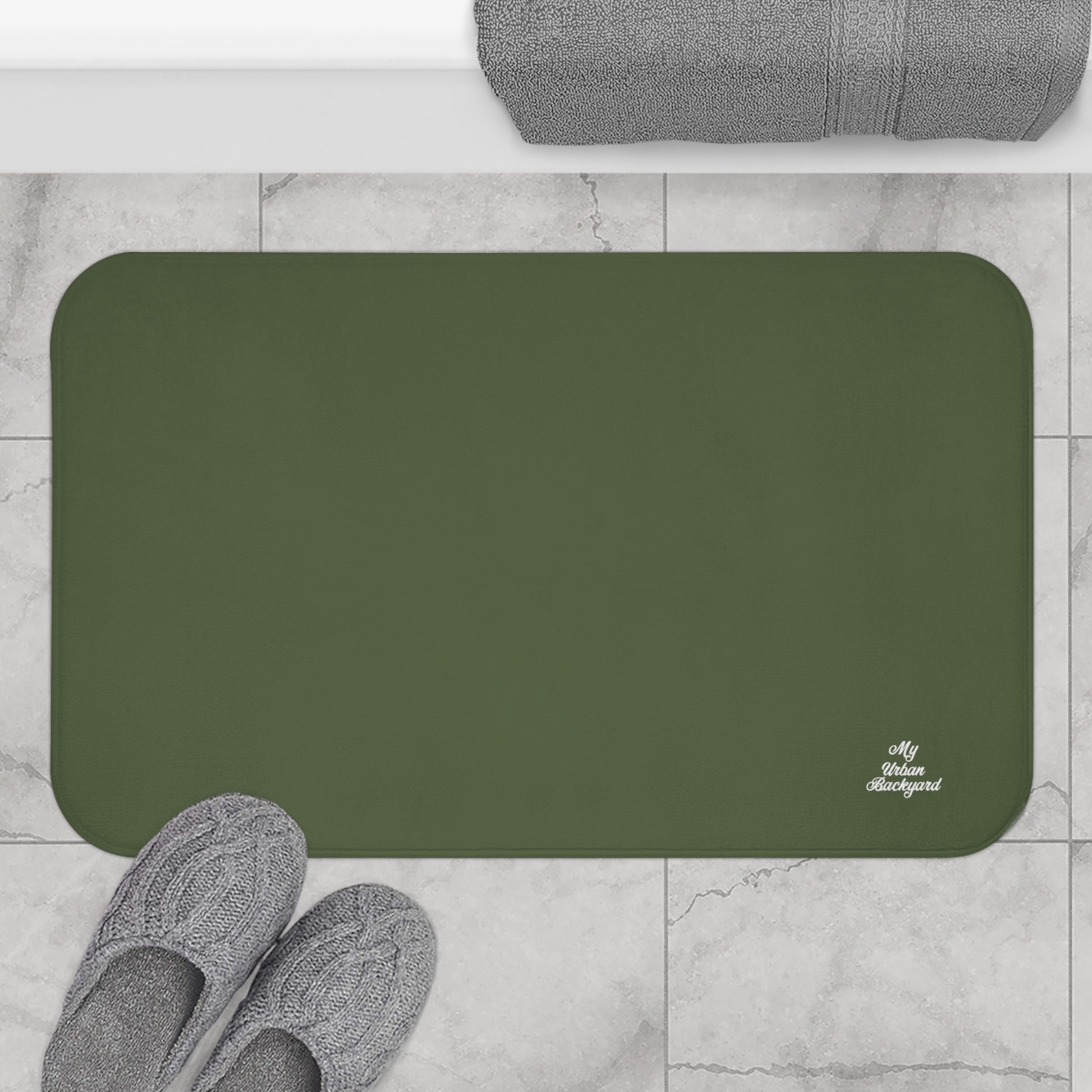 Olive Accent Color, Memory Foam Bath Mat - Cozy Bathroom Essential