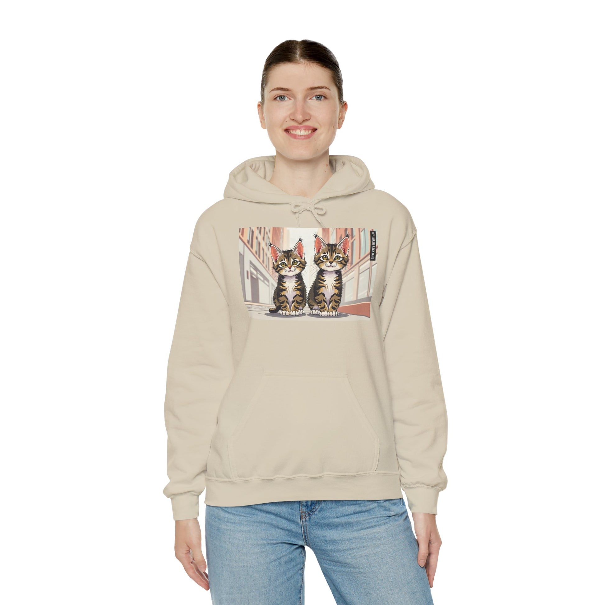 Cute Tabby Kittens Hooded Sweatshirt, Cozy Gift for Pet Owners, Cat Mom Hoodie, Cute Cat Sweatshirt, Cat-Themed Apparel, Animal Lover Gift