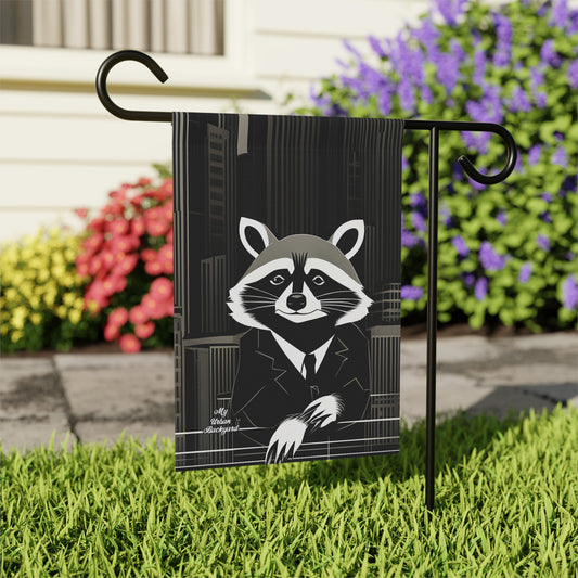 Oliver Nighteyes, Raccoon Garden Flag for Yard, Patio, Porch, or Work, 12"x18" - Flag only