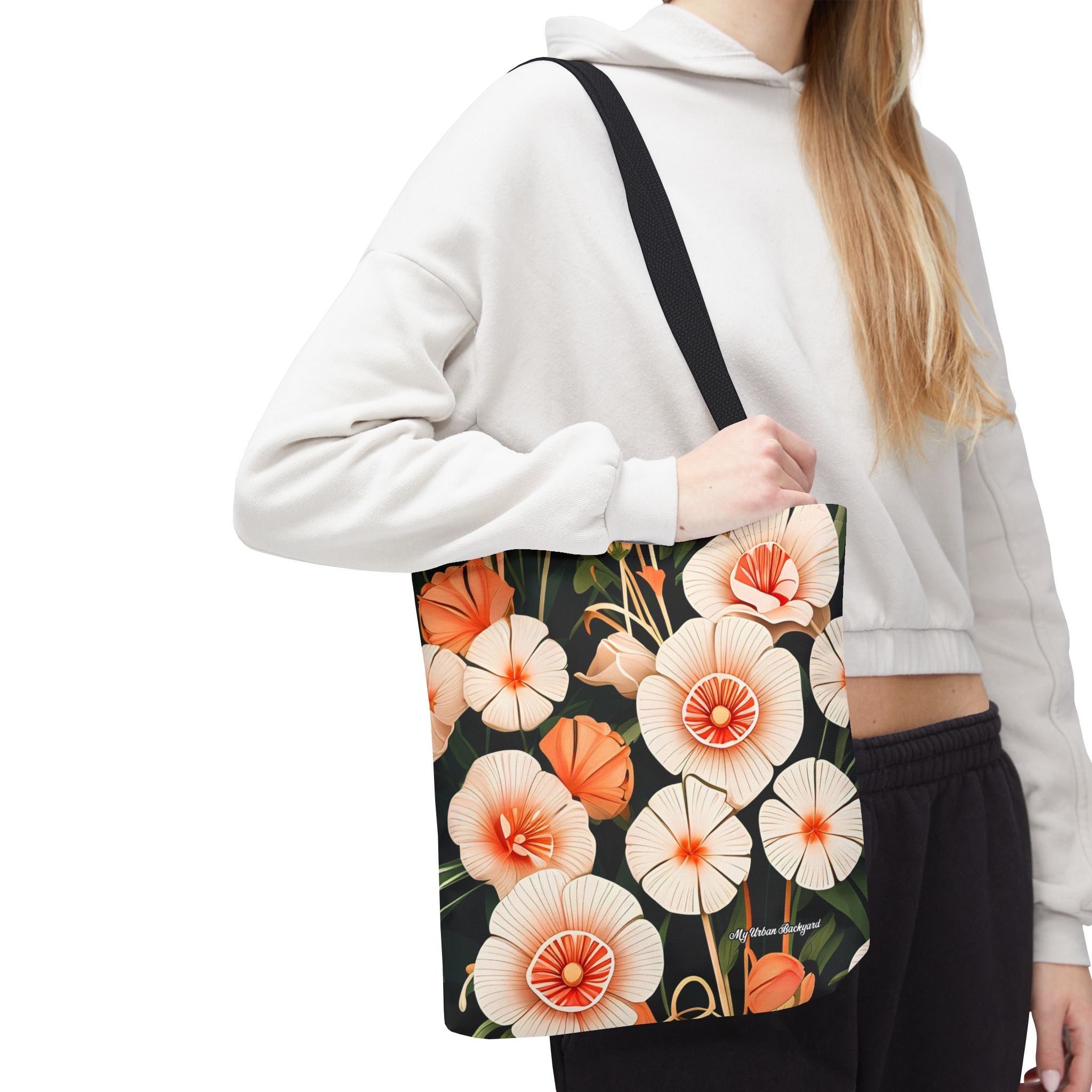 Art Deco Flowers Tote Bag with Cotton Handles For Everyday Use, 3 Sizes