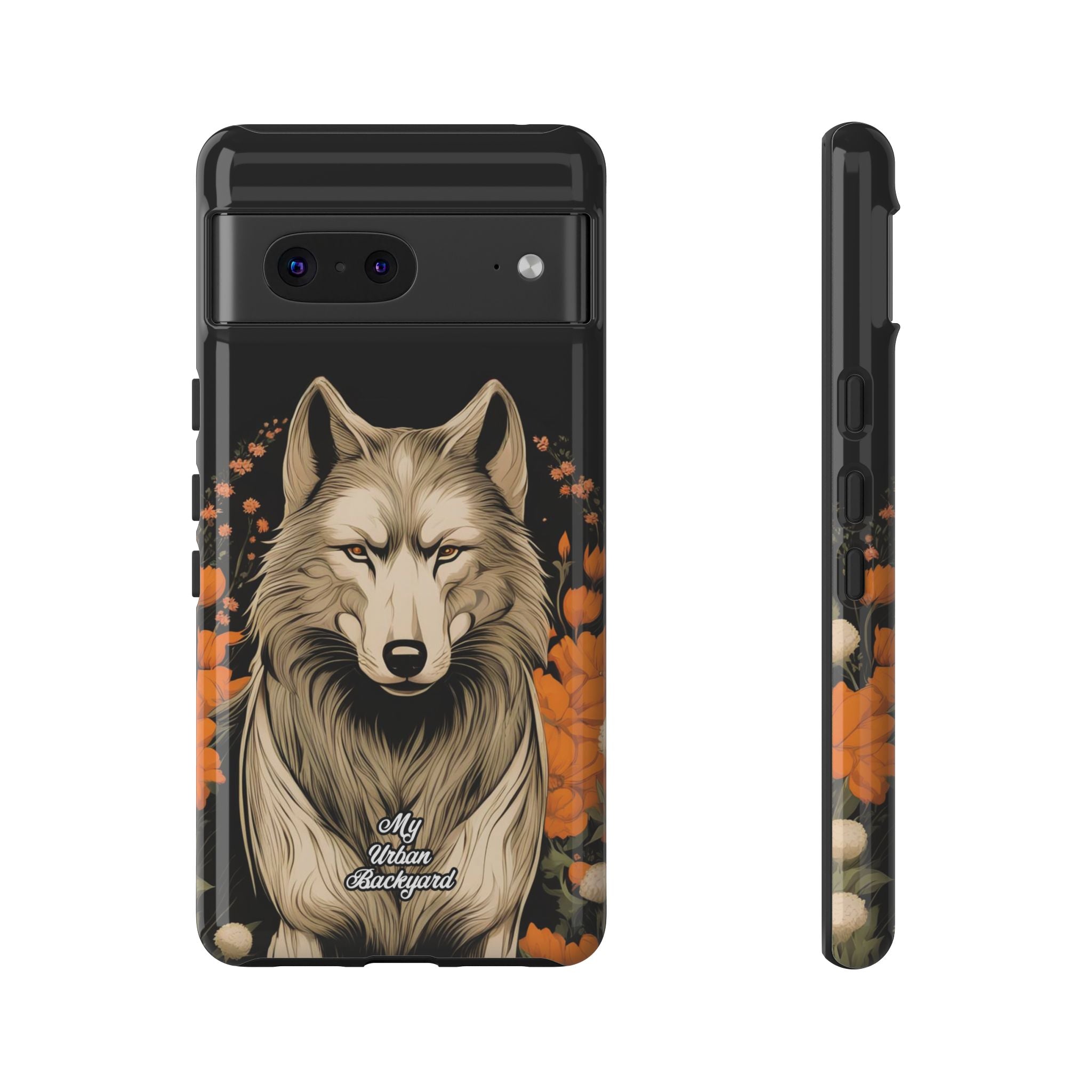Wolf with Flowers, Animal Cell Phone Case - Apple, Samsung, Google Pixel