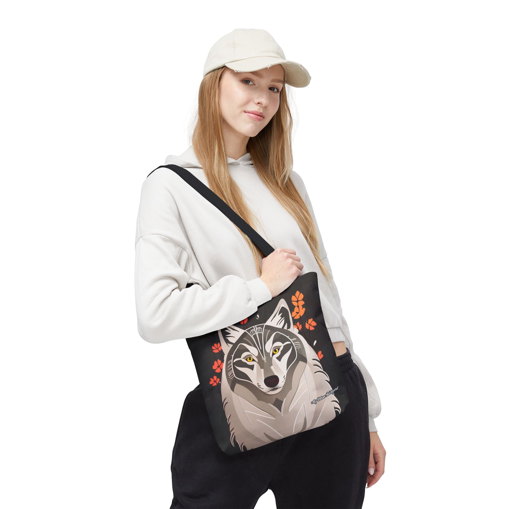 Art Deco Wolf Tote Bag with Cotton Handles For Everyday Use, 3 Sizes