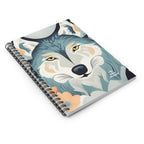 Blue Wolf, Spiral Notebook Writing Journal - 118 Ruled Pages