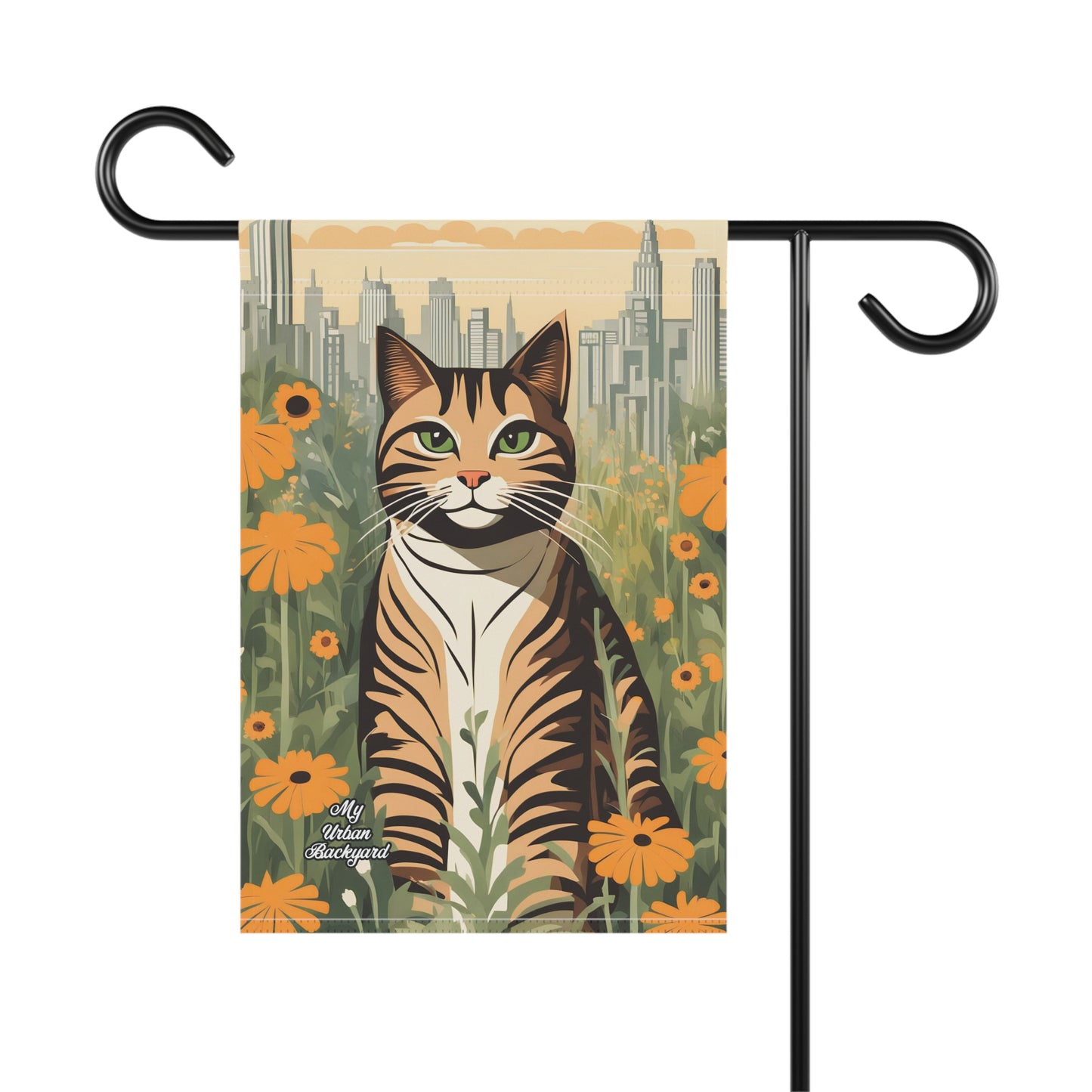 City Tabby, Garden Flag for Yard, Patio, Porch, or Work, 12"x18" - Flag only