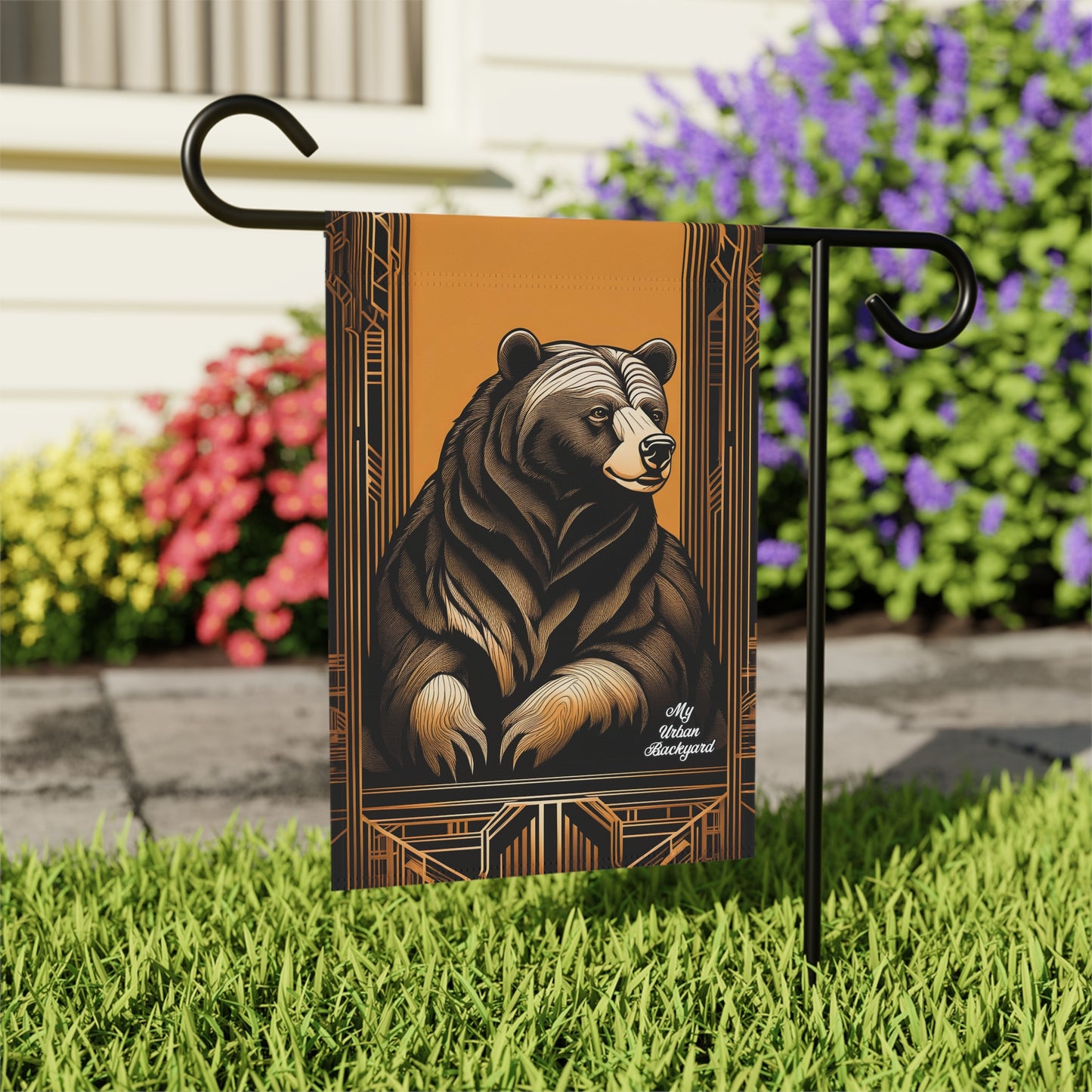 Art Deco Bear, Garden Flag for Yard, Patio, Porch, or Work, 12"x18" - Flag only