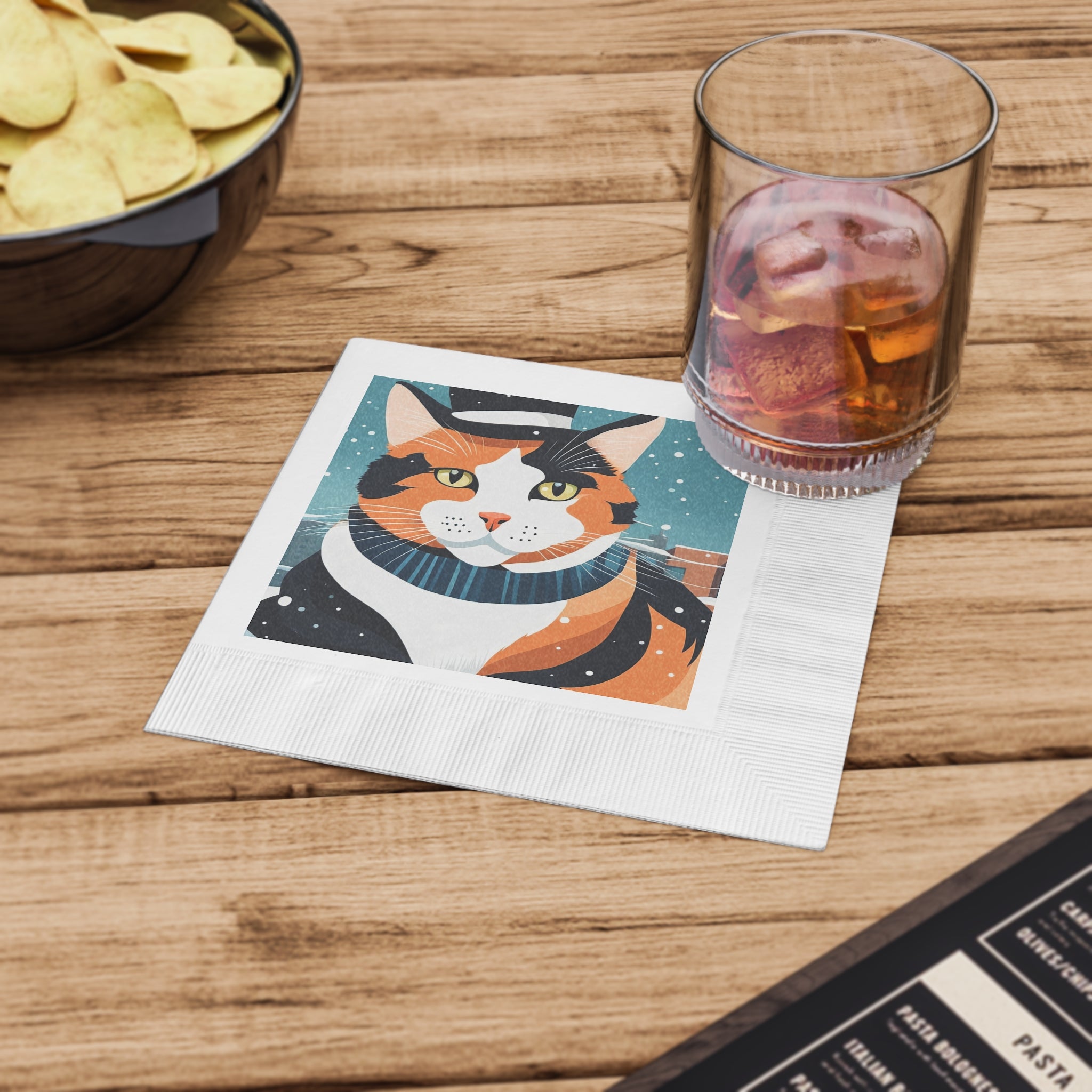 Winter Calico Cat Napkins