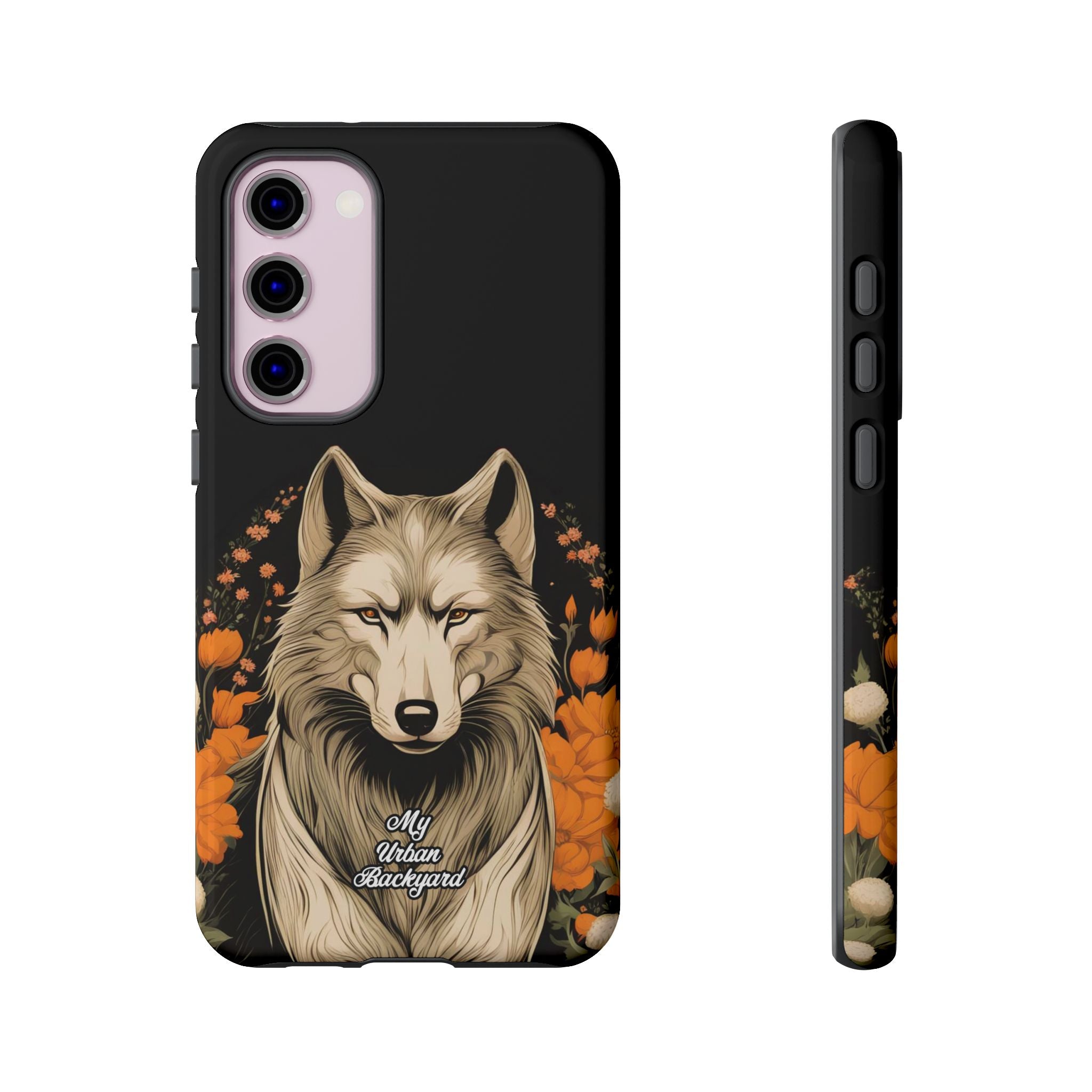 Wolf with Flowers, Animal Cell Phone Case - Apple, Samsung, Google Pixel