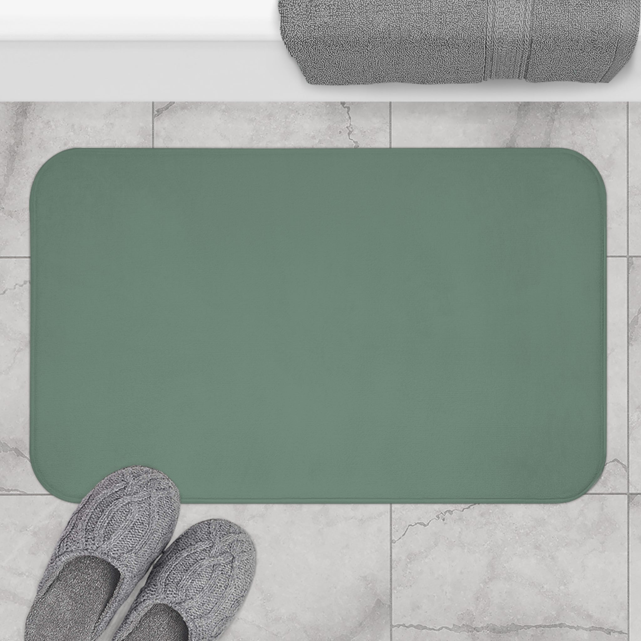 Green Memory Foam Bath Mat — Soft Absorbent Bathroom Rug, 2 sizes